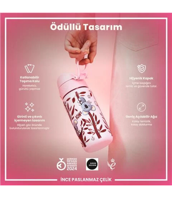 Ion8 OneTouch Paslanmaz &Ccedil;elik &Ccedil;ocuk Suluk (400 ml) // Koala