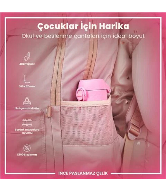 Ion8 OneTouch Paslanmaz &Ccedil;elik &Ccedil;ocuk Suluk (400 ml) // Uğur B&ouml;ceği