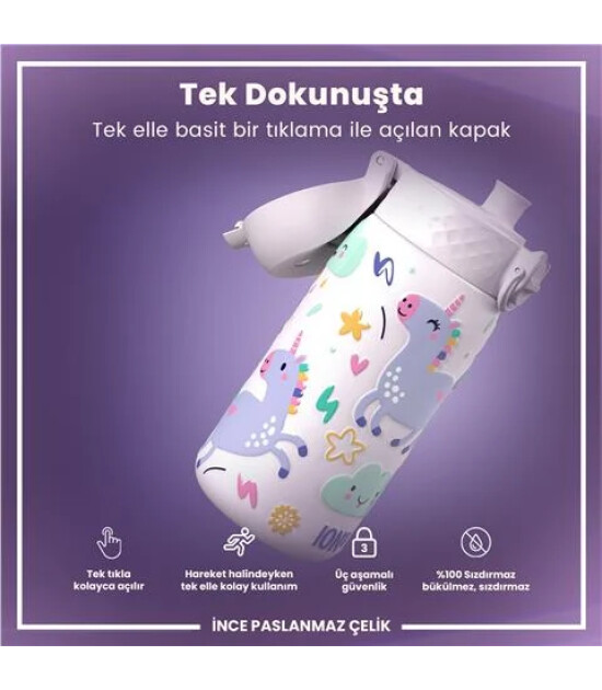 Ion8 OneTouch Paslanmaz &Ccedil;elik &Ccedil;ocuk Suluk (400 ml) // Unicorn