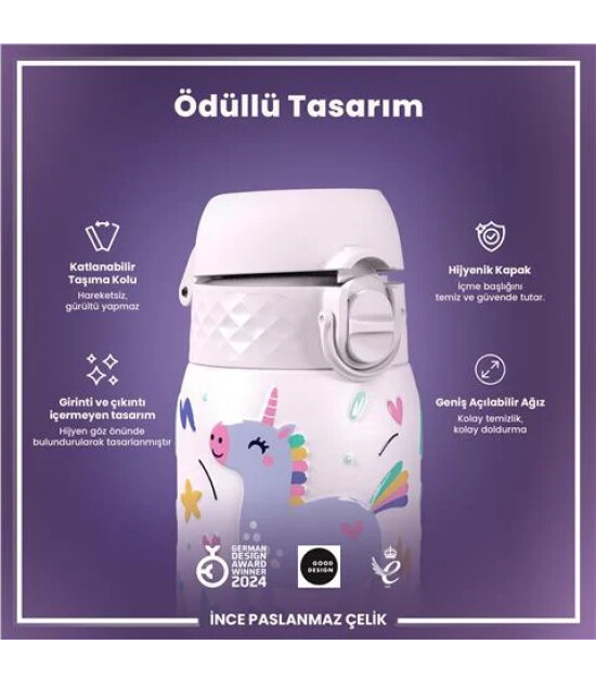 Ion8 OneTouch Paslanmaz &Ccedil;elik &Ccedil;ocuk Suluk (400 ml) // Unicorn