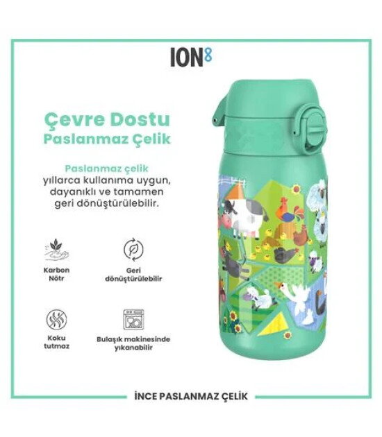 Ion8 OneTouch Paslanmaz &Ccedil;elik &Ccedil;ocuk Suluk (400 ml) // &Ccedil;iftlik Hayvanları