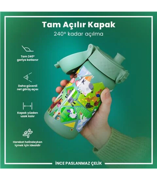 Ion8 OneTouch Paslanmaz &Ccedil;elik &Ccedil;ocuk Suluk (400 ml) // &Ccedil;iftlik Hayvanları