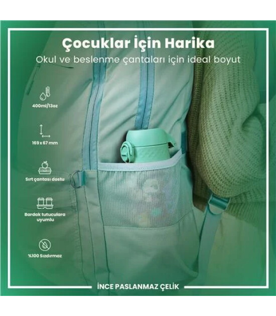 Ion8 OneTouch Paslanmaz &Ccedil;elik &Ccedil;ocuk Suluk (400 ml) // &Ccedil;iftlik Hayvanları