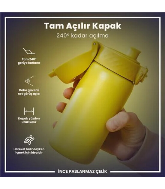 Ion8 OneTouch Paslanmaz &Ccedil;elik &Ccedil;ocuk Suluk (400 ml) // Sarı