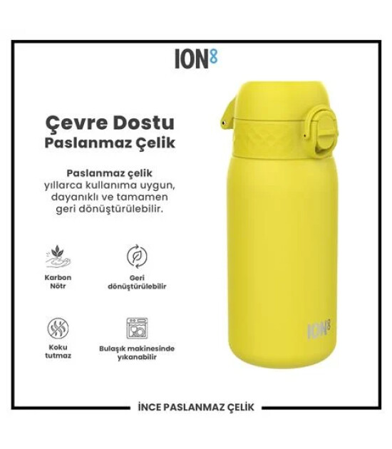 Ion8 OneTouch Paslanmaz &Ccedil;elik &Ccedil;ocuk Suluk (400 ml) // Sarı