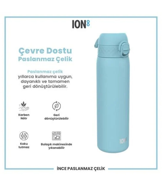 Ion8 OneTouch Paslanmaz &Ccedil;elik Suluk (600 ml) // Alaska Mavisi