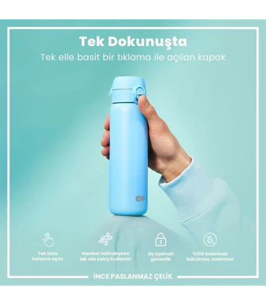 Ion8 OneTouch Paslanmaz &Ccedil;elik Suluk (600 ml) // Alaska Mavisi