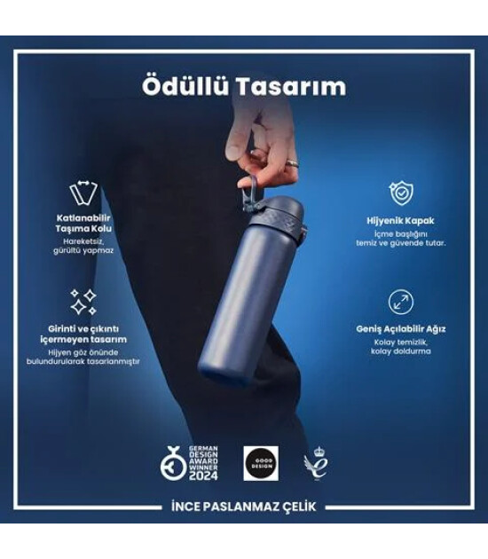 Ion8 - Paslanmaz &Ccedil;elik İnce Suluk - Koyu Lacivert - 600 Ml - Sızdırmaz