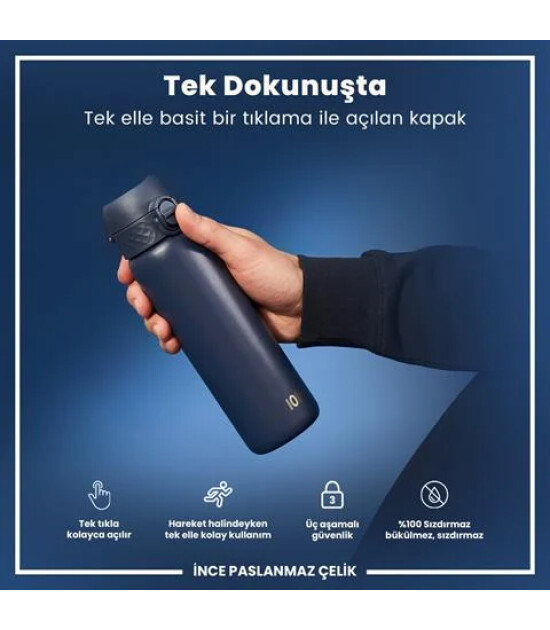 Ion8 - Paslanmaz &Ccedil;elik İnce Suluk - Koyu Lacivert - 600 Ml - Sızdırmaz