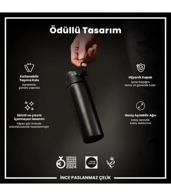 Ion8 - Paslanmaz &Ccedil;elik İnce Suluk - Siyah - 600 Ml - Sızdırmaz