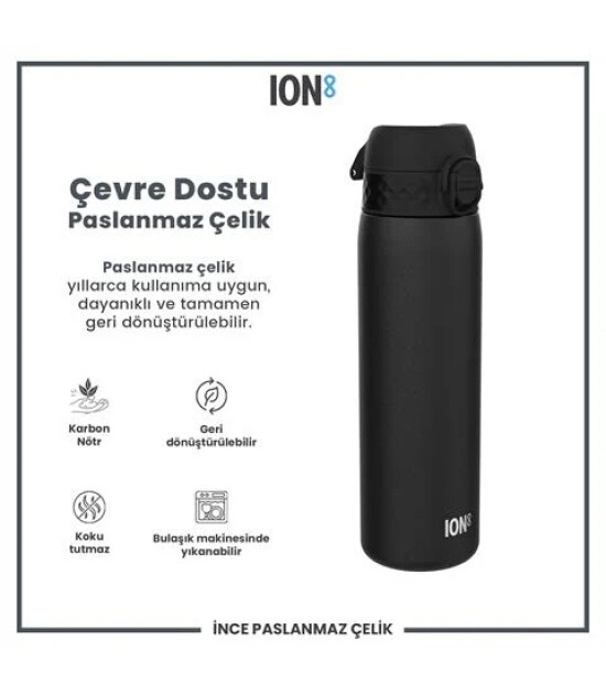 Ion8 - Paslanmaz &Ccedil;elik İnce Suluk - Siyah - 600 Ml - Sızdırmaz