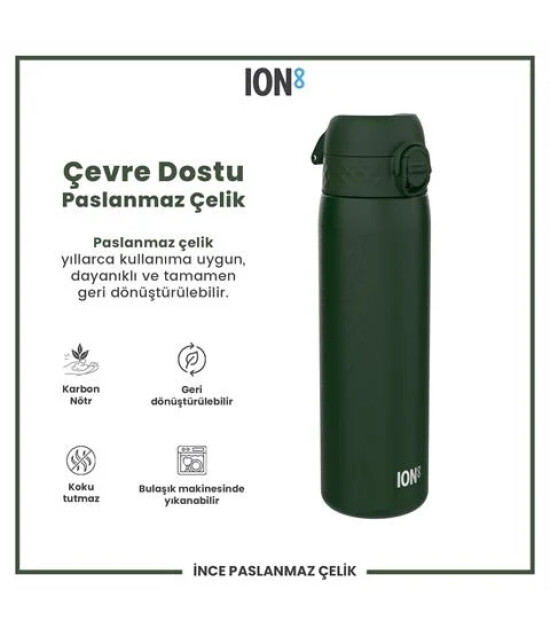 Ion8 - Paslanmaz &Ccedil;elik İnce Suluk - Koyu Yeşil - 600 Ml - Sızdırmaz