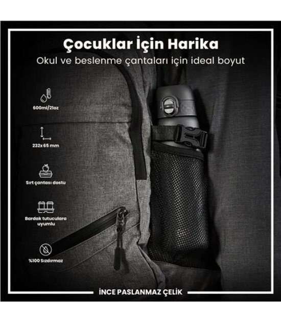 Ion8 - Paslanmaz &Ccedil;elik İnce Suluk - Gri - 600 Ml - Sızdırmaz