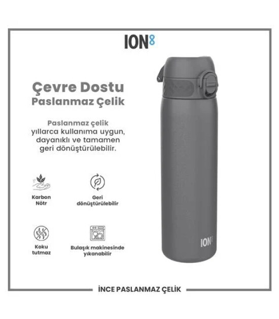 Ion8 - Paslanmaz &Ccedil;elik İnce Suluk - Gri - 600 Ml - Sızdırmaz
