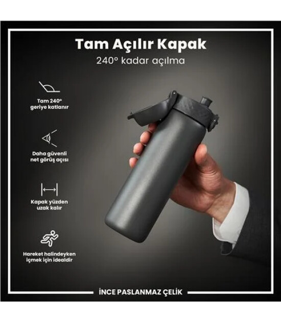 Ion8 - Paslanmaz &Ccedil;elik İnce Suluk - Gri - 600 Ml - Sızdırmaz