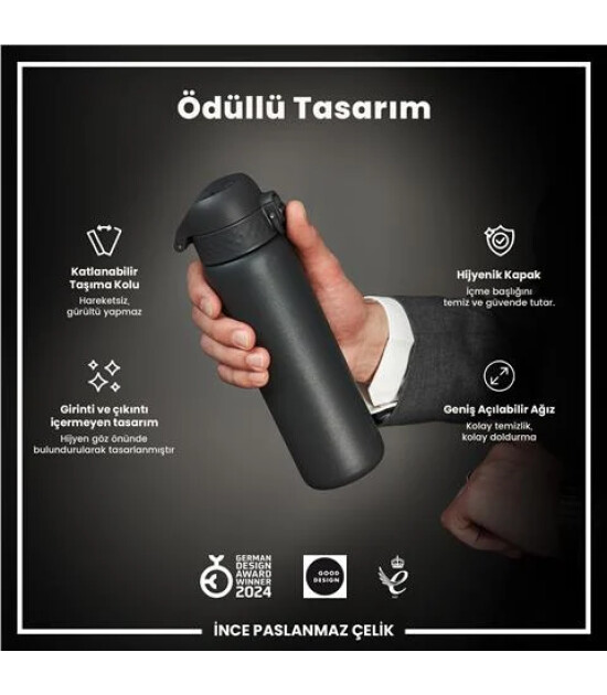 Ion8 - Paslanmaz &Ccedil;elik İnce Suluk - Gri - 600 Ml - Sızdırmaz