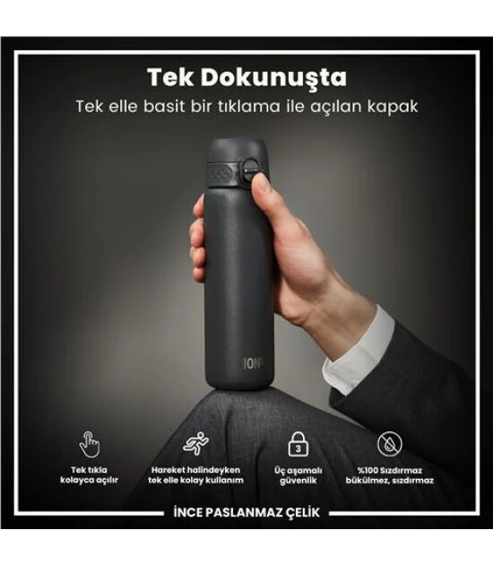 Ion8 - Paslanmaz &Ccedil;elik İnce Suluk - Gri - 600 Ml - Sızdırmaz