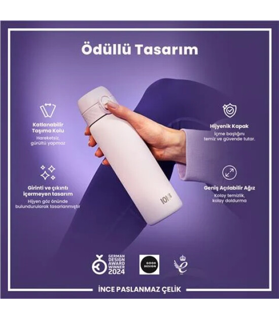 Ion8 - Paslanmaz &Ccedil;elik İnce Suluk - Lila - 600 Ml - Sızdırmaz