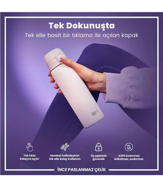 Ion8 - Paslanmaz &Ccedil;elik İnce Suluk - Lila - 600 Ml - Sızdırmaz