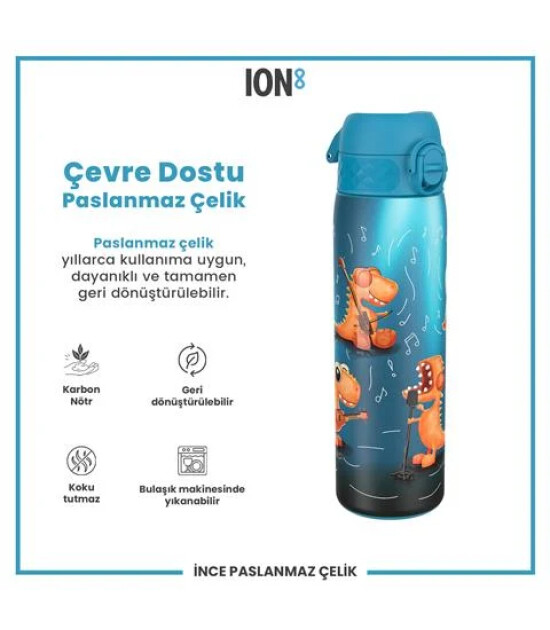 Ion8 - Paslanmaz &Ccedil;elik İnce Suluk - Şarkıcı Dinozor - 600 Ml - Sızdırmaz