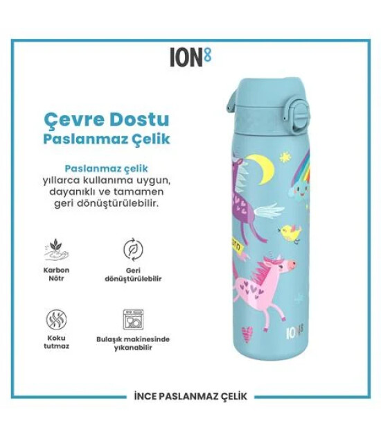Ion8 - Paslanmaz &Ccedil;elik İnce Suluk - Mavi Unicorn - 600 Ml - Sızdırmaz