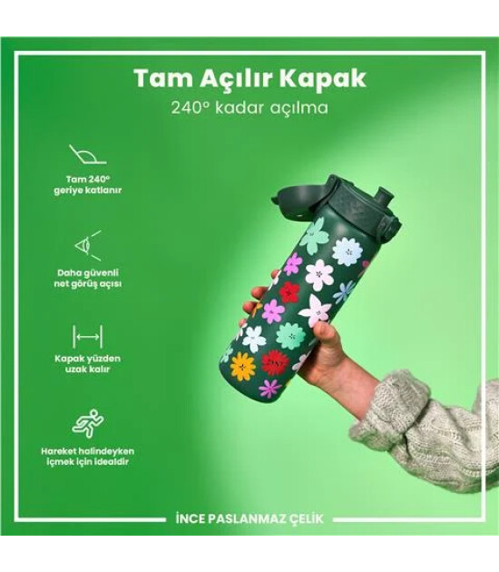 Ion8 - Paslanmaz &Ccedil;elik İnce Suluk - &Ccedil;i&ccedil;ekli - 600 Ml - Sızdırmaz