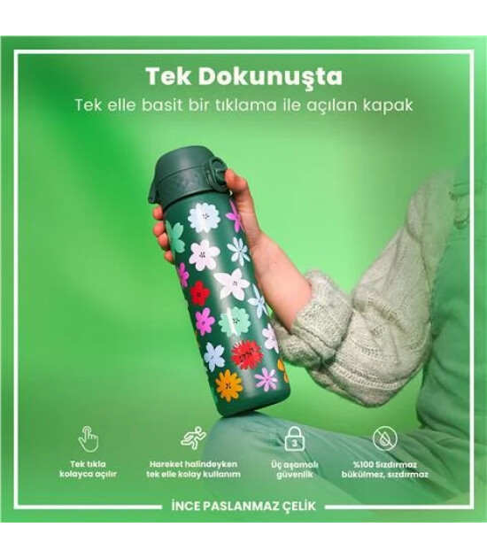 Ion8 - Paslanmaz &Ccedil;elik İnce Suluk - &Ccedil;i&ccedil;ekli - 600 Ml - Sızdırmaz