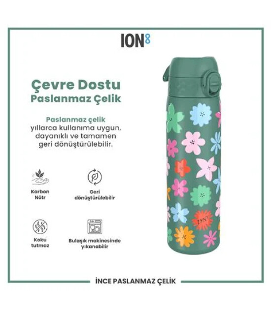 Ion8 - Paslanmaz &Ccedil;elik İnce Suluk - &Ccedil;i&ccedil;ekli - 600 Ml - Sızdırmaz
