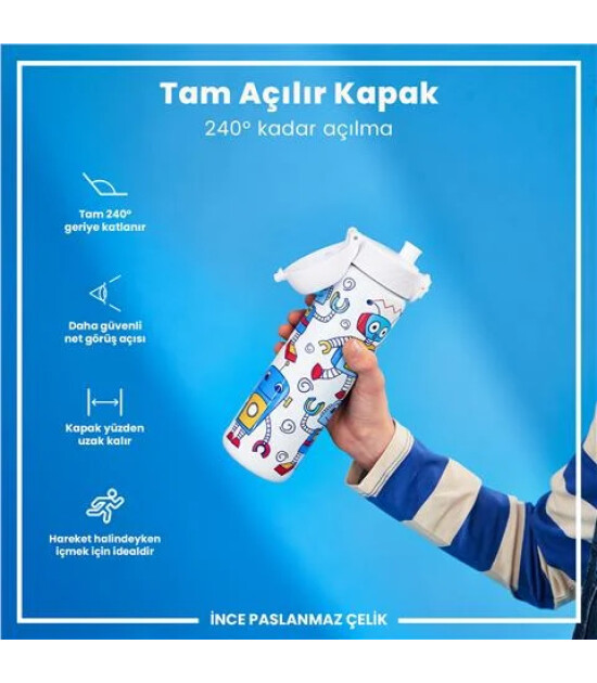 Ion8 - Paslanmaz &Ccedil;elik İnce Suluk - Robotlar - 600 Ml - Sızdırmaz