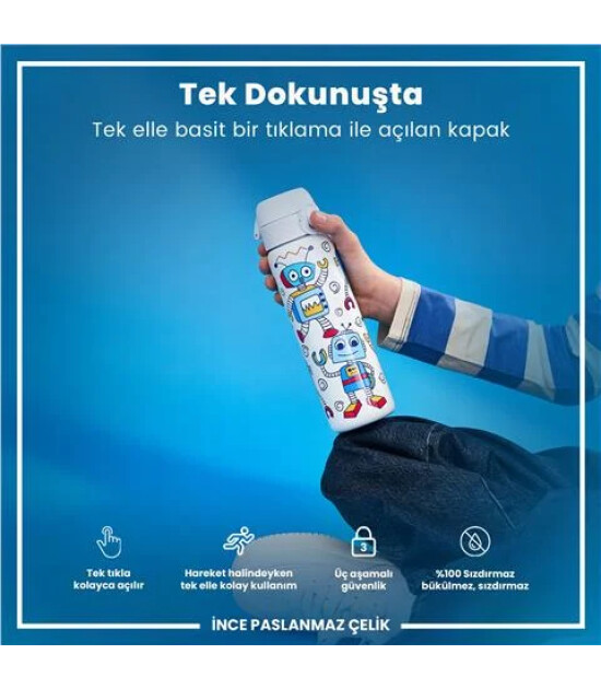 Ion8 - Paslanmaz &Ccedil;elik İnce Suluk - Robotlar - 600 Ml - Sızdırmaz