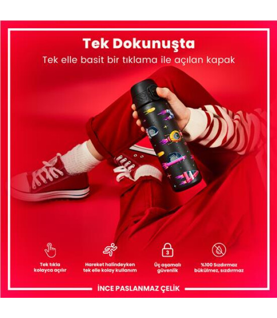 Ion8 - Paslanmaz &Ccedil;elik İnce Suluk - Uzay Gemileri - 600 Ml - Sızdırmaz