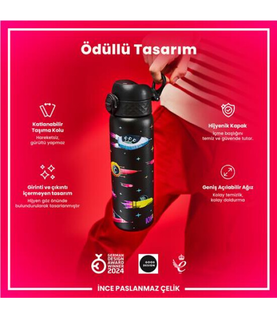 Ion8 - Paslanmaz &Ccedil;elik İnce Suluk - Uzay Gemileri - 600 Ml - Sızdırmaz