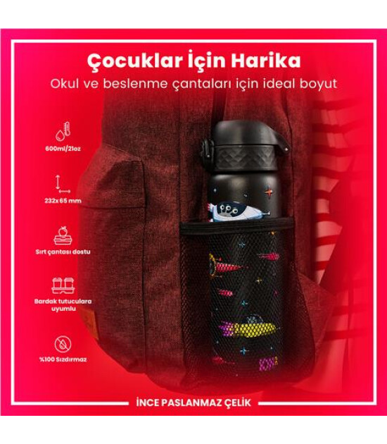 Ion8 - Paslanmaz &Ccedil;elik İnce Suluk - Uzay Gemileri - 600 Ml - Sızdırmaz
