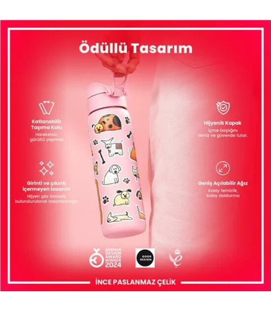 Ion8 - Paslanmaz &Ccedil;elik İnce Suluk - K&ouml;pekler - 600 Ml - Sızdırmaz