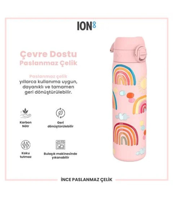 Ion8 - Paslanmaz &Ccedil;elik İnce Suluk - G&ouml;kkuşağı - 600 Ml - Sızdırmaz