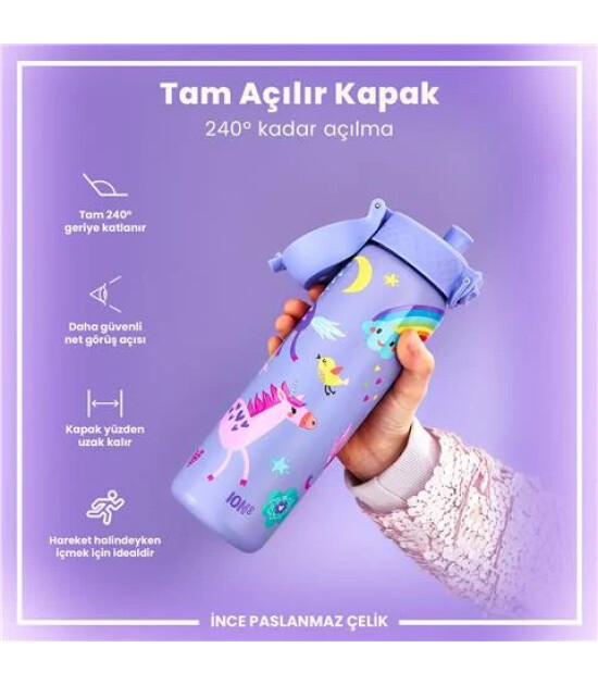 Ion8 - Paslanmaz &Ccedil;elik İnce Suluk - Mor Unicorn - 600 Ml - Sızdırmaz