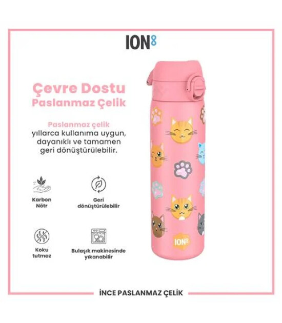 Ion8 - Paslanmaz &Ccedil;elik İnce Suluk - Kediler - 600 Ml - Sızdırmaz