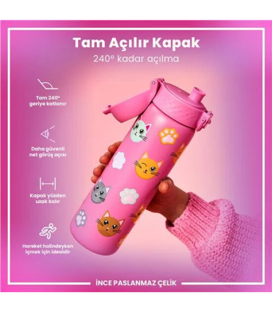 Ion8 - Paslanmaz &Ccedil;elik İnce Suluk - Kediler - 600 Ml - Sızdırmaz