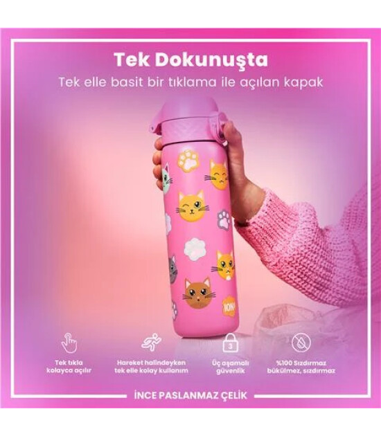 Ion8 - Paslanmaz &Ccedil;elik İnce Suluk - Kediler - 600 Ml - Sızdırmaz