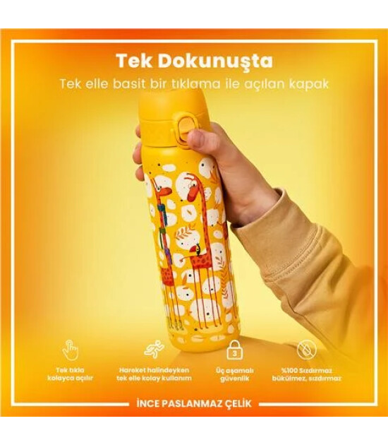 Ion8 - Paslanmaz &Ccedil;elik İnce Suluk - Z&uuml;rafalar - 600 Ml - Sızdırmaz