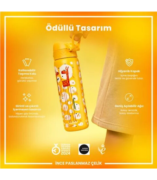 Ion8 - Paslanmaz &Ccedil;elik İnce Suluk - Z&uuml;rafalar - 600 Ml - Sızdırmaz