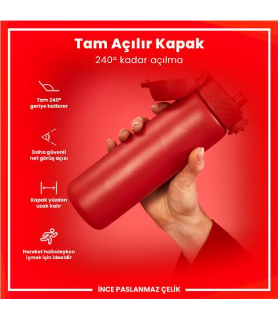 Ion8 - Paslanmaz &Ccedil;elik İnce Suluk - Kırmızı - 600 Ml - Sızdırmaz