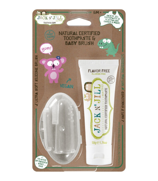Jack N' Jill Diş Fır&ccedil;a & Macun Buddy Set // Flavor Free + Silikon Parmak Fır&ccedil;a