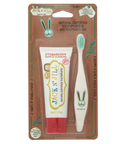 Jack N' Jill Diş Fırça & Macun Buddy Set // Strawberry + Bunny