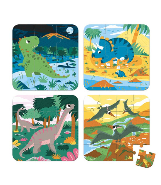 Janod Puzzle Seti // Dinozorlar  (6-9-12-16 Parça)