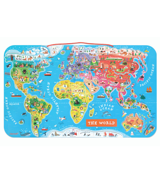 Janod Magnetic World Puzzle - Mıknatıslı Dünya Puzzle (92 Parça Magnet)