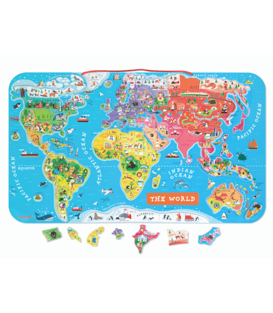 Janod Magnetic World Puzzle - Mıknatıslı Dünya Puzzle (92 Parça Magnet)