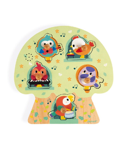 Janod Ahşap M&uuml;zikli Puzzle // Birdy Party