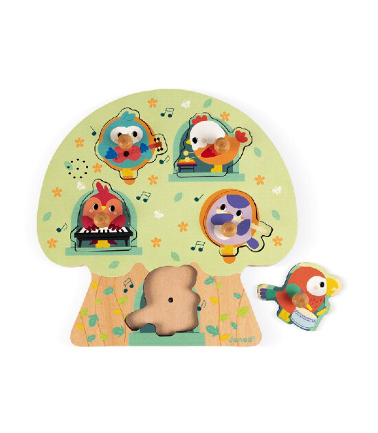 Janod Ahşap M&uuml;zikli Puzzle // Birdy Party