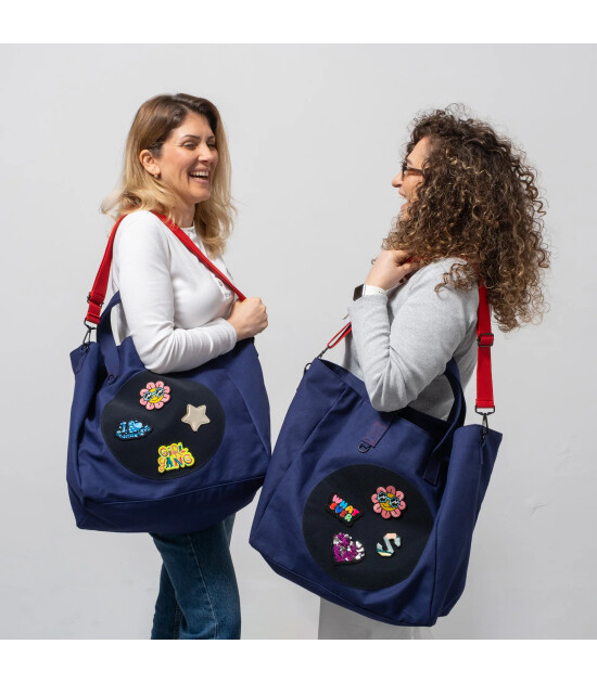 JantiFox Kanvas Tote &Ccedil;anta // Lacivert